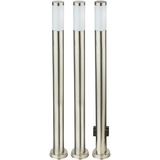 ETC Shop 3x RGB LED Stehlampen, Edelstahl Außensteckdose