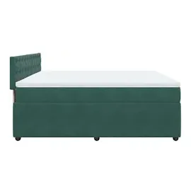 vidaXL Boxspringbett mit Matratze Dunkelgrün 180x200 cm Samt