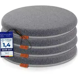 DYNMC you Sitzkissen Stuhl 40x40 cm im 4er Set – Sitzkissen Outdoor mit Memory Foam -Sitzkissen für Indoor & Outdoor Nutzung – Mittelhart H3 Sitzpolster Gartenstuhl Balkon Terrasse – Garten Sitzpolster Grau