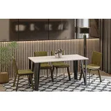 Endo-Moebel Esstisch Adeo schwarze Metallbeine Erweiterbar Küchentisch, 80x80cm erweiterbar 170cm Küchentisch Esszimmertisch Metall