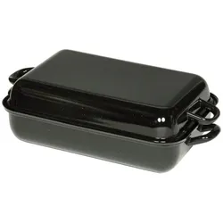 Riess Bratpfanne mit Deckel 32x22cm Schwarz Emaille