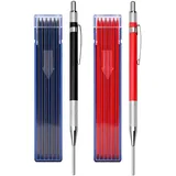 2SETS Tieflochmarker Bleistift, 2mm, Zimmermannsbleistift Tischler Bleistift Für Baustelle Als Handwerker B-leistift Mit Tieflochmarker B-leistift Funktion Für Präzises Markieren Von Holz Metall