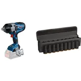 Bosch Professional 18V System BITURBO Akku Drehschlagschrauber GDS 18V-1600 HC (inkl. Leiterclip, ohne Akku/Ladegerät) + 9x PRO Impact Steckschlüsseleinsatz-Set (96 x 56 mm, Professional Zubehör)