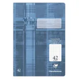 Clairefontaine 331042C - Packung mit 25 Heften ideal für die Schule, DIN A4, 16 Blatt, Lineatur 38 durchgehend kariert mit Rand 5x5mm gelocht, Blaugrau, 1 Pack