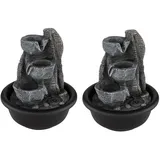 GLOBO 2x Tischbrunnen Zimmerbrunnen Wohnzimmer LED Warmweiß Schwarz Aufbau H 19 cm
