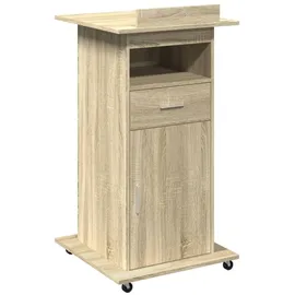 vidaXL Rednerpult mit Rollen & Schublade Sonoma-Eiche 55x55x107 cm