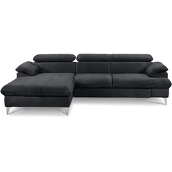 COTTA Ecksofa David Stoff Black / Anthrazit
