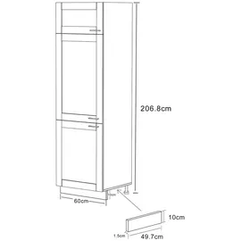MID.YOU Geräteumbauschrank Geschirrschrank 60 x 207 x 57 cm Weiß