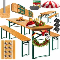 KESSER® Bierzeltgarnitur 3 teilig Gartenmöbel-Set | Klappbar 170 x 46 x 75cm | 2X Bierbänke 1x Biertisch | Festzeltgarnitur Biertisch Stehtisch Sitzgarnitur Holz 12x Bodenschoner