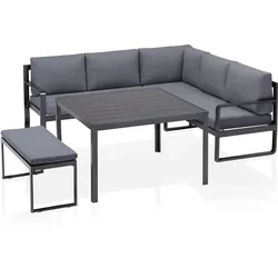 Kettler Casual Dining Eckset OCEAN, Aluminium Anthrazit / 100 % Polyester Grau