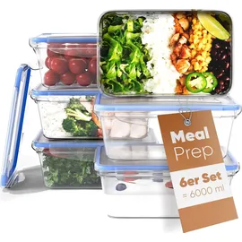 classbach Classbach® Frischhaltedosen mit Deckel | 6er Set | 100% dicht | Meal Prep Boxen | für Mikrowelle Spülmaschine Gefrierfach geeignet | Lunchbox | Dosen Meal Prep stapelbar | Gefrierdosen | C-FHD 4023 K