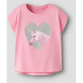 NAME IT T-Shirt NAME IT "NMFVOTIA 2P CAPSL TOP", Mädchen, Gr. 92, rosa (hellweiß pack:pink drink), Jersey, Obermaterial: 100% Baumwolle, loose fit normal, Rundhals, Shirts T-Shirt, Baumwolle, loose fit