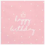Partydeco Servietten „happy Birthday“, 20Stk./33x33cm | Rosa