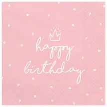 Partydeco Servietten „happy Birthday“, 20Stk./33x33cm | Rosa