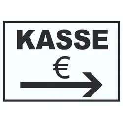 HB-Druck Kasse Pfeil rechts Schild A6 (105x148mm)