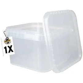 FixedByU Kunststoffeimer eckig mit Deckel 3,5 l 1-tlg. transparent