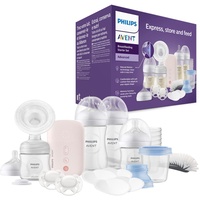 Philips Avent Elektrische Milchpumpe, Geschenkset – Einzelmilchpumpe, Babyflasche, Mehrwegbecher für Muttermilch, Schnuller, BPA-frei (Modell SCD340/31)