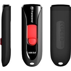 Transcend JetFlash 590 (16 GB, USB A, USB 2.0), USB Stick, Rot, Schwarz