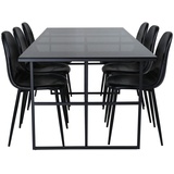 ebuy24 Leif Essgruppe Esstisch rauchig Glas und 6 Polar Esszimmerstühle PU Kunstleder schwarz PU Kunstleder.