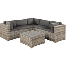 Juskys Nassau Lounge-Set beige-grau/dunkelgrau