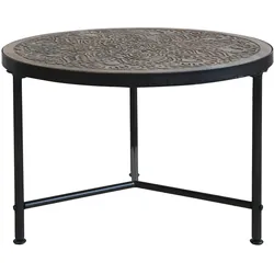 Chic Antique Sofatisch mit Schnitzerei, Höhe 41,5, Ø 60 cm