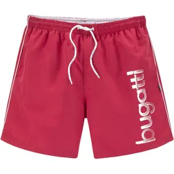 Badeshorts BUGATTI, Herren, Gr. L (52), N-Gr, rot, Polyester, unifarben, bedruckt, Badehosen, mit Gesäßtasche