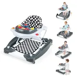 COSTWAY 6 in 1 Lauflernhilfe, Lauflernwagen mit abnehmbarem Spielboard & Fußpolster, Baby Walker höhenverstellbar & klappbar, Laufwagen mit Musik & Licht, Gehfrei baby ab 6 Monaten (Grau)