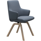 Polsterstuhl STRESSLESS "Laurel", blau (sparrow blau paloma, eiche natur), B:58cm H:92cm T:59cm, Leder PALOMA: PALOMA ist ein durchgefärbtes Semianilin-Möbelleder mit natürlicher Narbung., Stühle, Polsterstuhl, Low Back mit Armlehne, Größe L, mit schräggestellten Beinen in Eiche