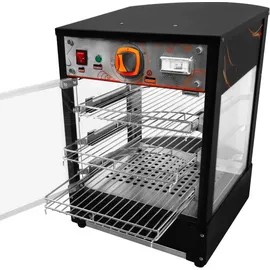 MONSTER SHOP Speisenwärmer Heißtheke Warmhaltetheke Gewerblicher Glas warme Pizza Kuchen Vitrine schwarzer Stahl elektrisch 30 - 85°C Temperaturkontrollschal... - Schwarz
