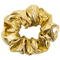 Oblique Unique® Scrunchie Haargummi Zopfgummi Haarband für Mädchen Damen Frauen elastisch 80er Jahre 80s Motto Kostüm Party Fasching Karneval Haar Accessoire - Farbe wählbar (Gold)