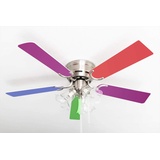 Pepeo Kisa 105 cm Deckenventilator mit Beleuchtung nickel/multicolor/pastell gebürstet