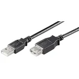 ewent Kabel USB 2.0 Typ A/Stecker auf A/weiblich, doppelt geschirmt AWG 28 in Kupfer, Rata-Übertragungsrate bis 480 Mbit, Schwarz 1.80 m schwarz