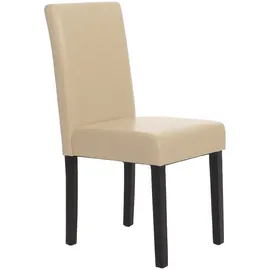 Mendler 2er-Set Esszimmerstuhl Stuhl Küchenstuhl Littau ~ Leder, creme, dunkle Beine