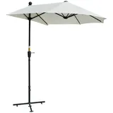 MC Star Sonnenschirm Sonnenschirm Halbrund 1,9 x 2 m Doppelsonnenschirm, mit Handkurbel Ständer Weiß weiß