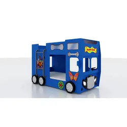 Autobett Bus   , blau , Maße (cm): B: 116 H: 150