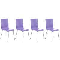 TPFLiving Besucherstuhl Peppo mit ergonomisch geformter Sitzfläche - Konferenzstuhl (Besprechungsstuhl - Warteraumstuhl - Messestuhl, 4 St), Gestell: Metall chrom - Sitzfläche: Holz lila lila