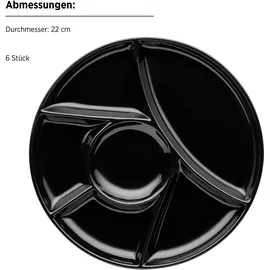 Mäser Fondueteller Set, Porzellan - Schwarz