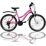 Talson Mountainbike 26 Zoll Fahrrad mit, 21 Gang Shimano, Kettenschaltung, mit Beleuchtung nach StVZO und Gabelfederung Rosa