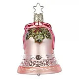 Inge-Glas Manufaktur INGE-Glas Christbaumschmuck Weihnachtsglocke 9cm - Glas Figur mundgeblasen - handbemalt Weihnachtsbaum Anhänger Weihnachten Christbaumanhänger Glocke Rosa