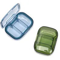 YXCHUA 2 Stück Tablettenbox-3 Fächer Morgens Mittags Abends Mode Reise Klein Pillendose-Pillenbox-Organizer-Medikamentenbox-Enthält Medikamente, Vitamine, Fischöl. (Blau + Grün)