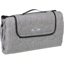 Relaxdays Picknickdecke, 200x200 cm, Fleece Stranddecke, Muster, wärmeisoliert, wasserdicht, mit Tragegriff, grau