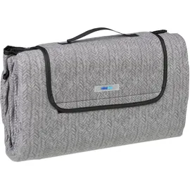 Relaxdays Picknickdecke, 200x200 cm, Fleece Stranddecke, Muster, wärmeisoliert, wasserdicht, mit Tragegriff, grau