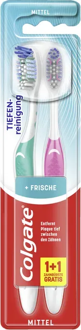 COLGATE – Total Tiefenreinigung + Frische Zahnbürste – 2er Pack – 4-fache Reinigung für komplette Mundpflege