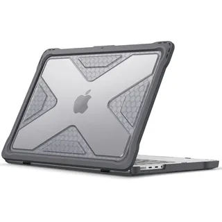 Fintie Hülle Kompatibel mit MacBook Pro 14'' M5 M4 M3 M2 M1 Pro/Max (2026-2021) A3426 A3427 A3434 A3112 A3401 A3185 A2992 A2918, Ganzkörper-Rugged Hybrid Schutzhülle TPU Stoßstange Case, Grau (Klar)