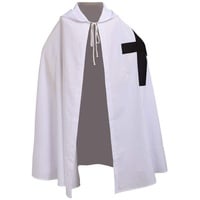 BLESSUME Ritter Kostüm Hospitaller Karneval LARP Cloak mit Schwarz Kreuz (Weiß 2)
