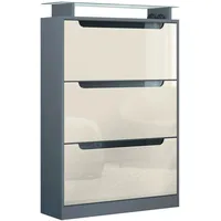 Vladon Schuhschrank, Creme, Holzwerkstoff, 89x128x23 cm, Garderobe, Schuhaufbewahrung, Schuhkipper