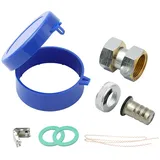 wasser - geräte gmbh Zapfhahnzähler-Verschraubungsset mit Deckel - 3/4 Zoll 14mm Tülle