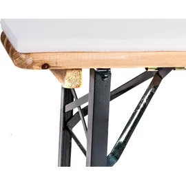 TexDeko Hussen Bierzeltgarnitur Premium blickdicht Biertischhusse 5TLG Set Festzeltgarnituren Bierbankhussen 220x50cm, Weiß)