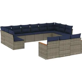 vidaXL Gartensofa-Set 13-tlg. grau Polyrattan
