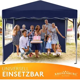 Kronenburg Handel Faltpavillon 3 x 3 m inkl. 2 Seitenteile blau